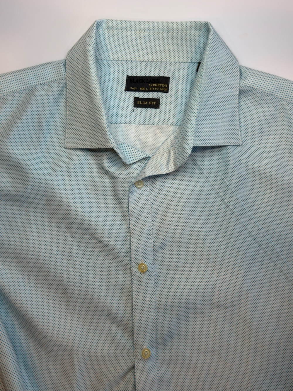 Black Label by Ruffini Men’s Dress Shirt Size L Slim Fit Light Blue Long Sleeve
